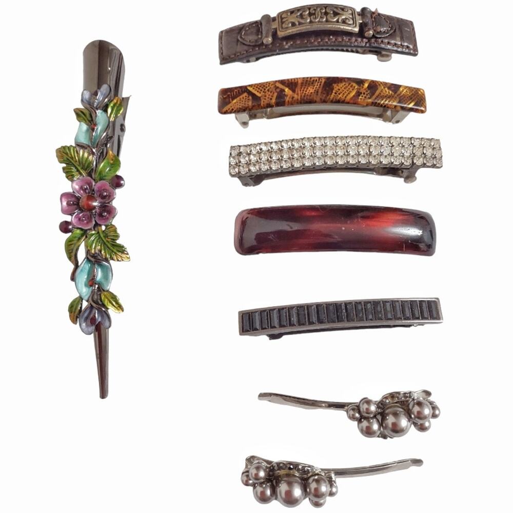 Hair Decor 8pc Bundle Barrett's Enamel Plastic Hair Clips Accessories Festival